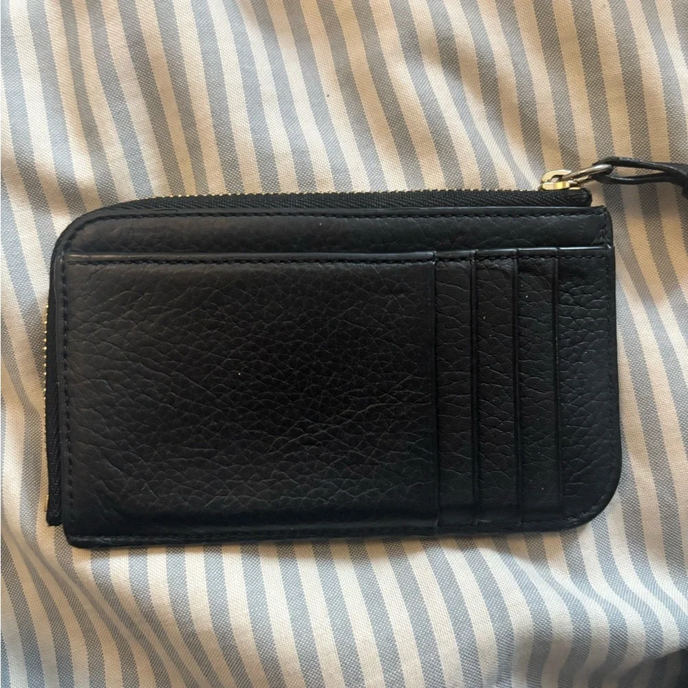 Chloé Black Leather Zip Key & Card Holder with Ring